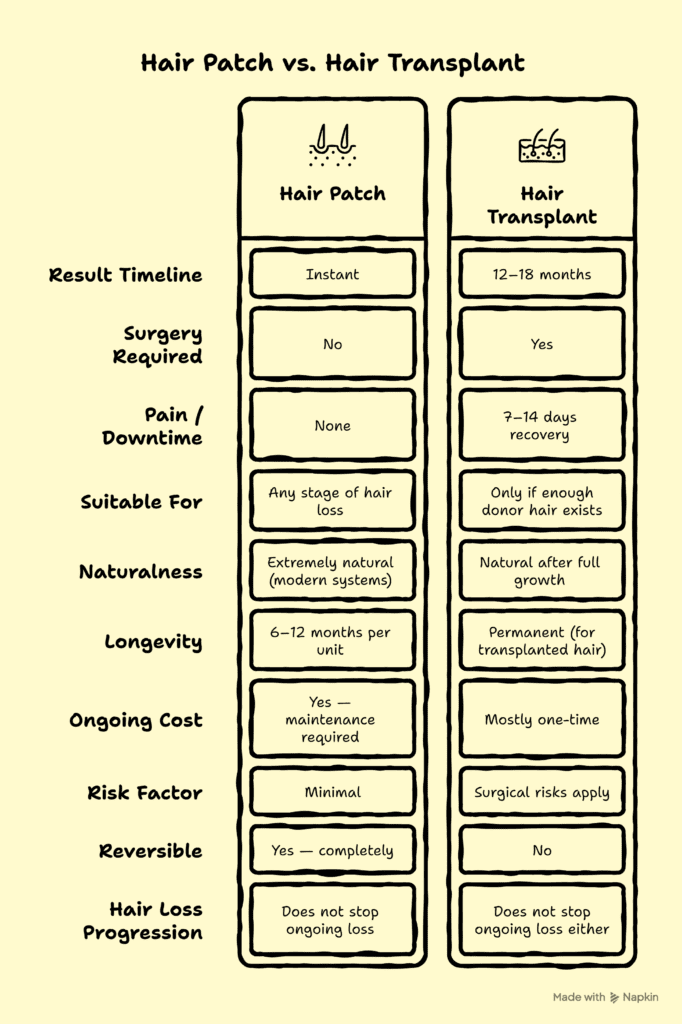 Hair Patch vs Hair Transplant
