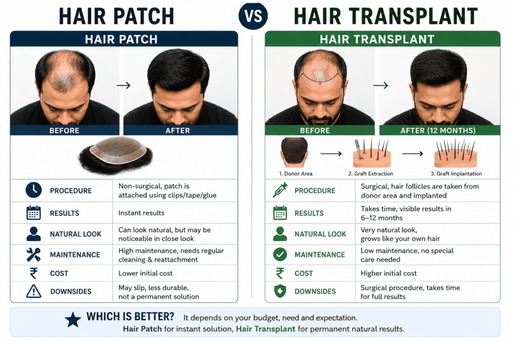 Hair Patch vs Hair Transplant